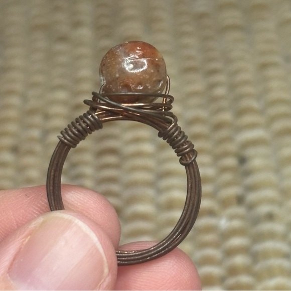 Orange Brown‎ Acrylic Sphere Copper Wire Costume Fashion Ring Women’s Size 7 3/4 - Picture 5 of 8